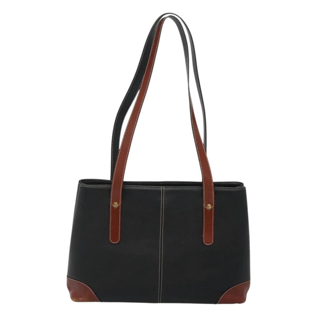 Bally Vintage Shoulder Bag Leather Black Leather Handbag ( )