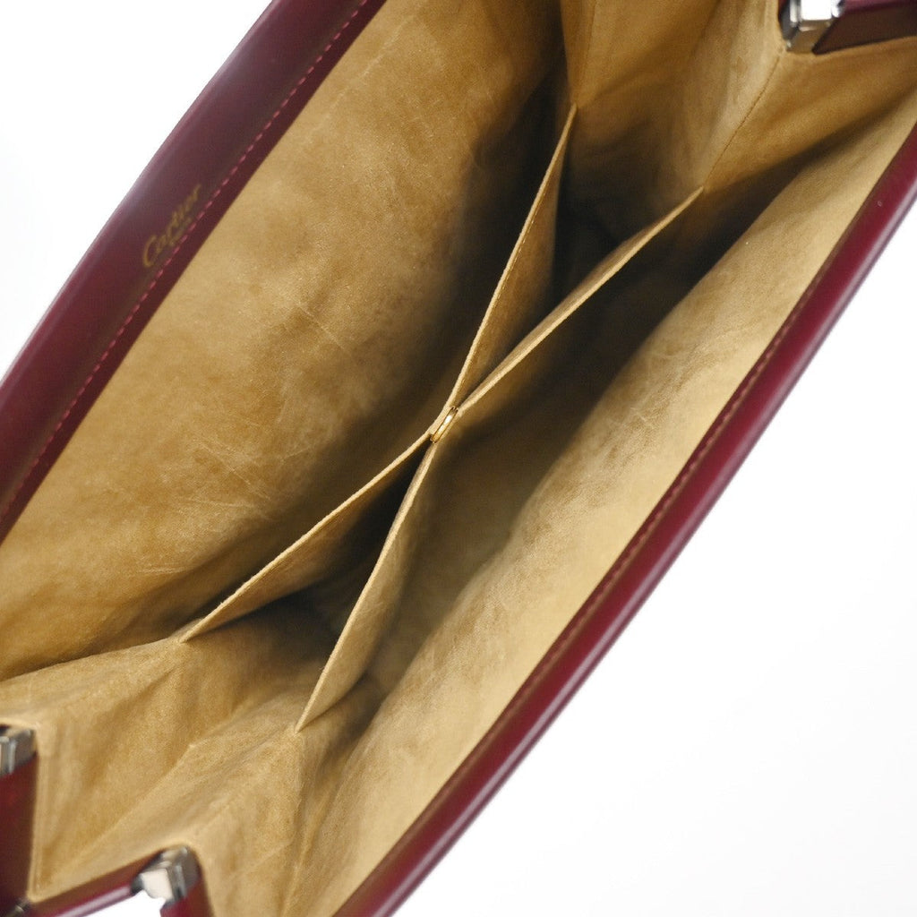 Cartier Trinity Hand Bag Leather Burgundy Leather Handbag (Authentic  )