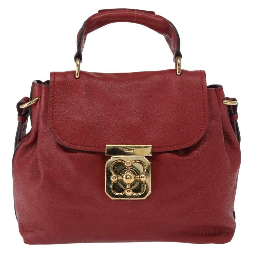 Chloe Elsie Convertible Satchel Leather Red Leather Handbag (Authentic  )
