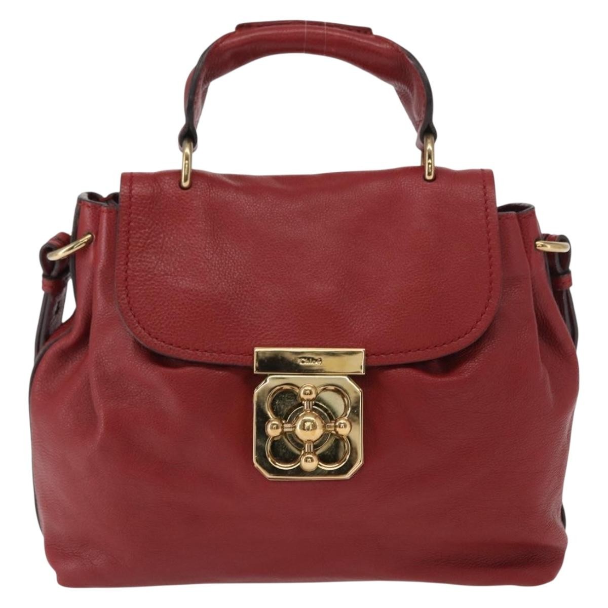 Chloe Elsie Convertible Satchel Leather Red Leather Handbag (Authentic  )
