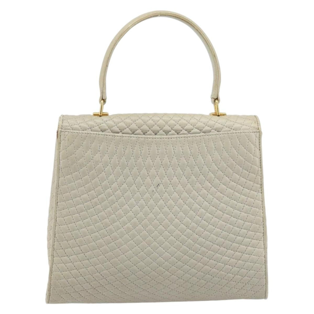 Bally Vintage Handbag Leather Beige Leather Handbag (Authentic  )