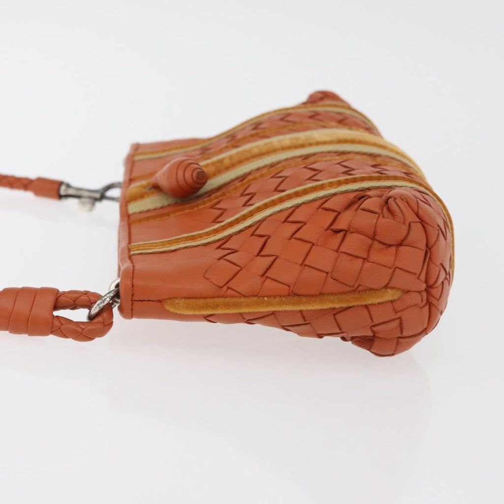 Bottega Veneta Intrecciato Clutch Bag Leather Orange Leather Handbag ( )