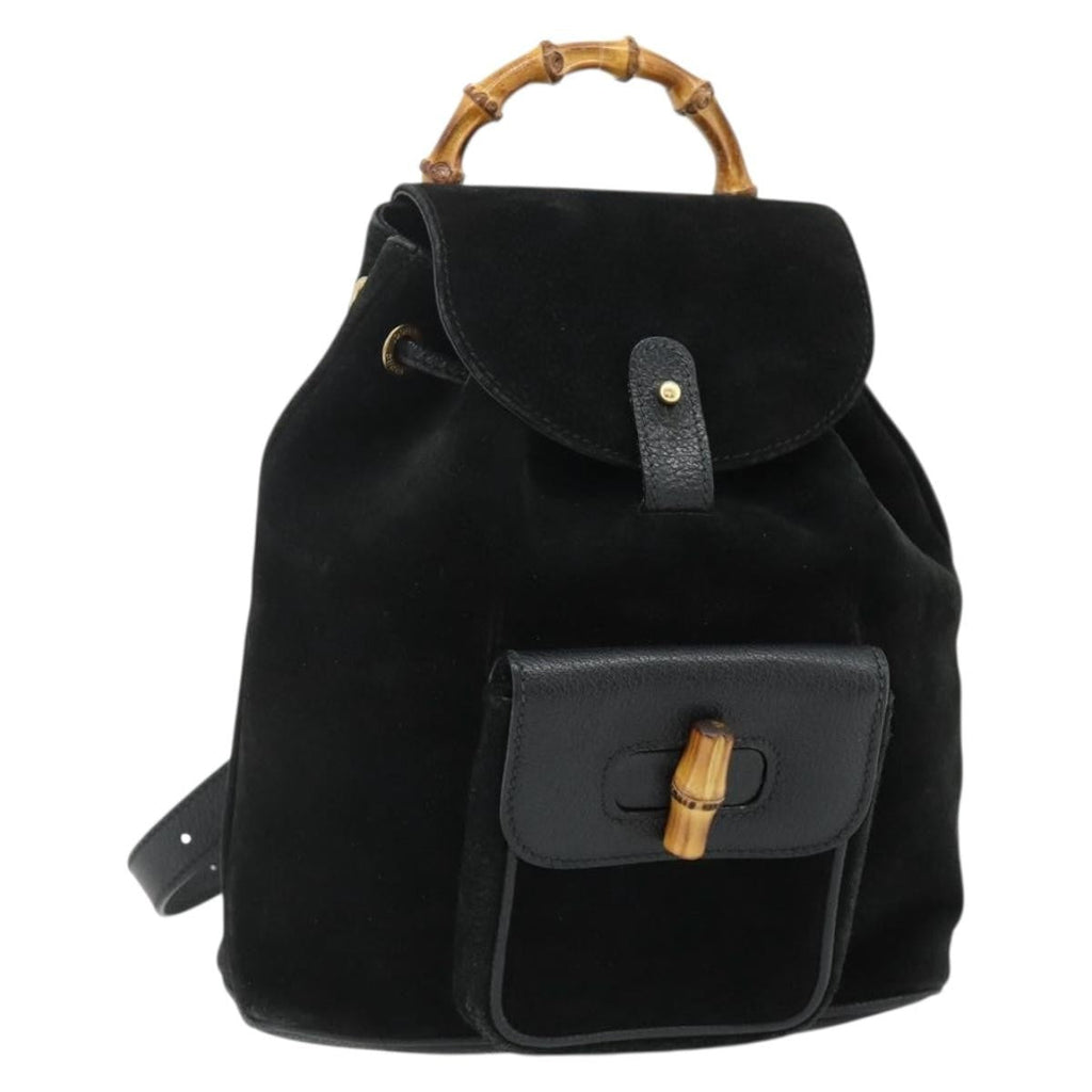 Gucci Gucci Bamboo Backpack Daim Black Suede Backpack Bag ( )