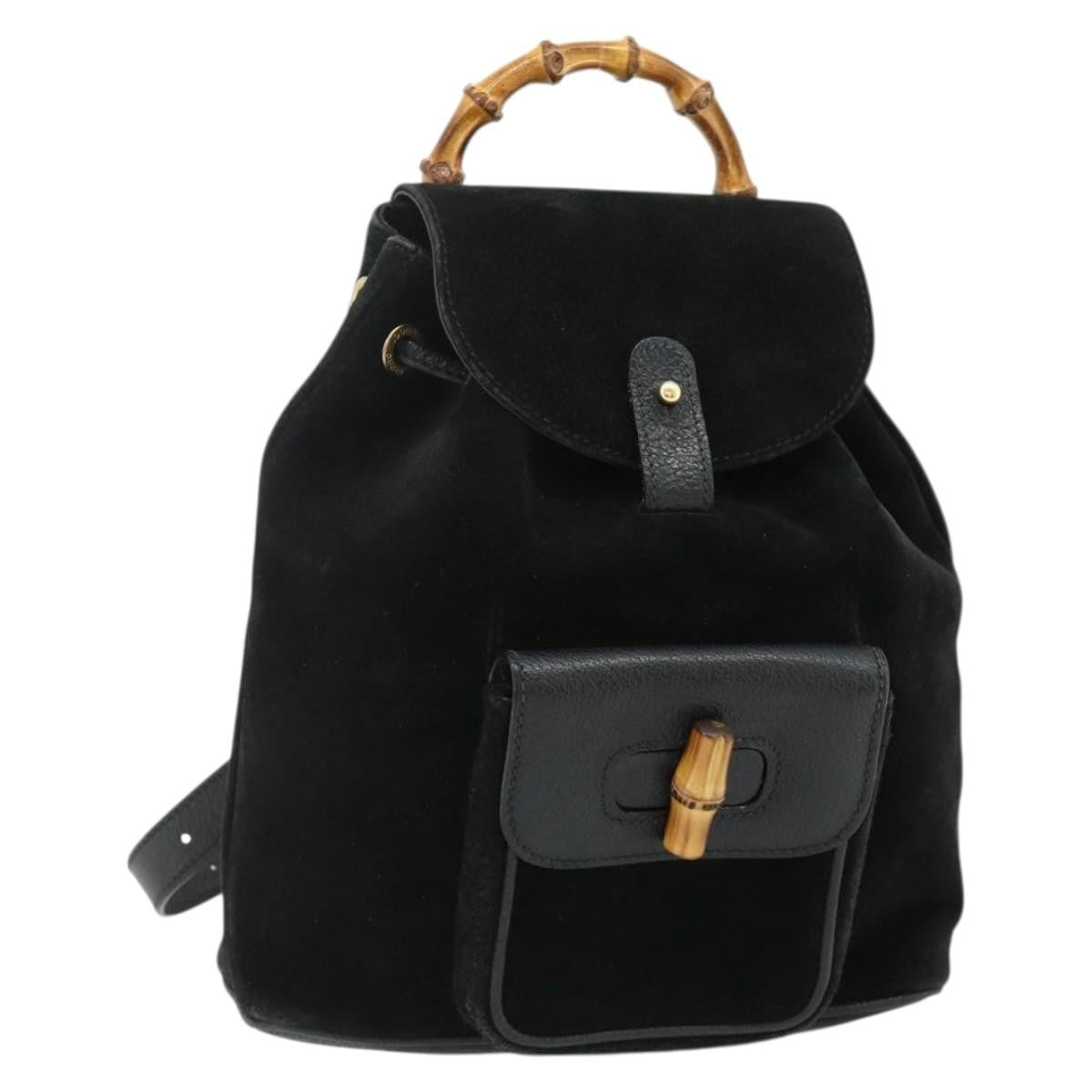 Gucci Gucci Bamboo Backpack Daim Black Suede Backpack Bag ( )
