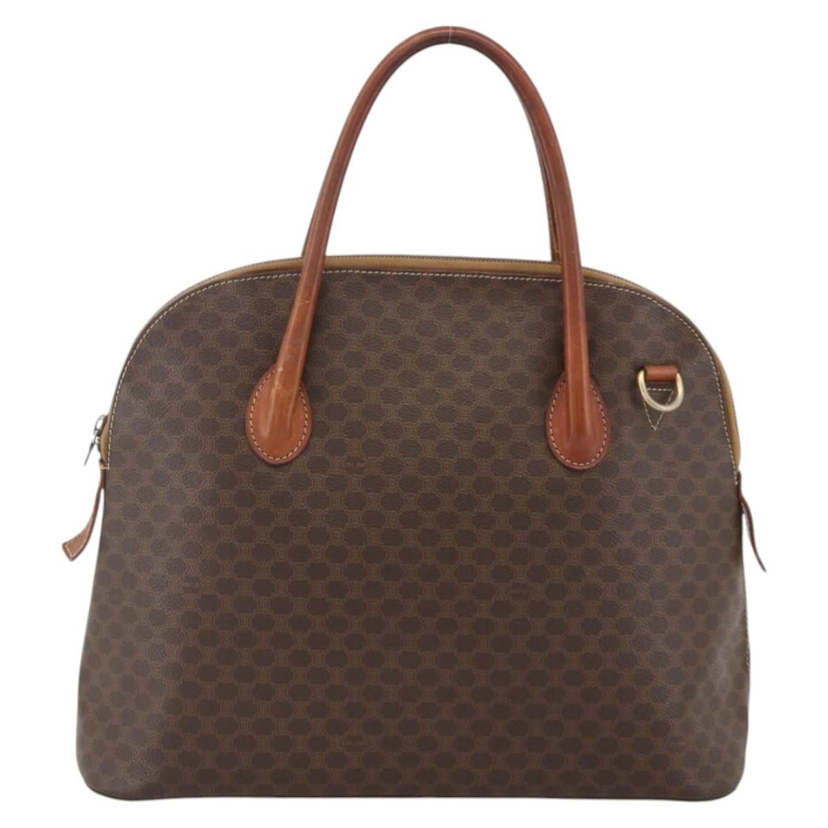 Celine Macadam Handbag Macadam With Leather Brown Canvas Handbag (Authentic  )