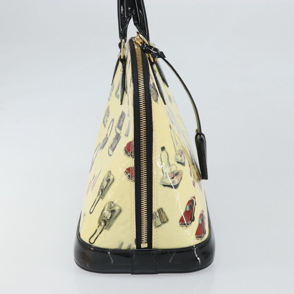 Louis Vuitton Alma Handbag Limited Edition Stickers Monogram Vernis White Patent_Leather Handbag (Authentic  )