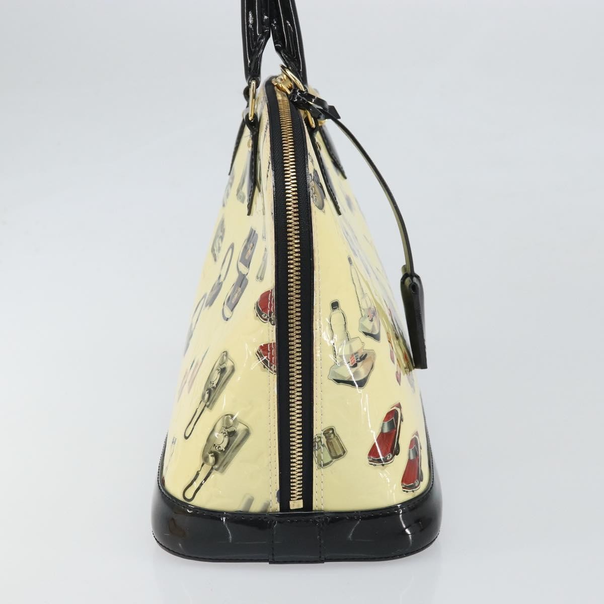 Louis Vuitton Alma Handbag Limited Edition Stickers Monogram Vernis White Patent_Leather Handbag (Authentic  )