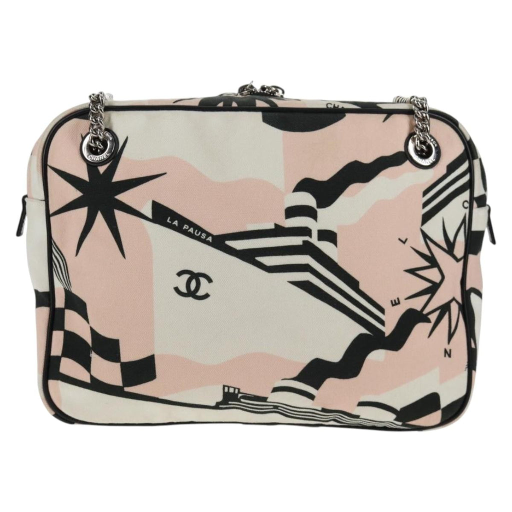 Chanel La Pausa Bay Camera Case Bag Printed Canvas Pink Canvas Bag (Authentic  )