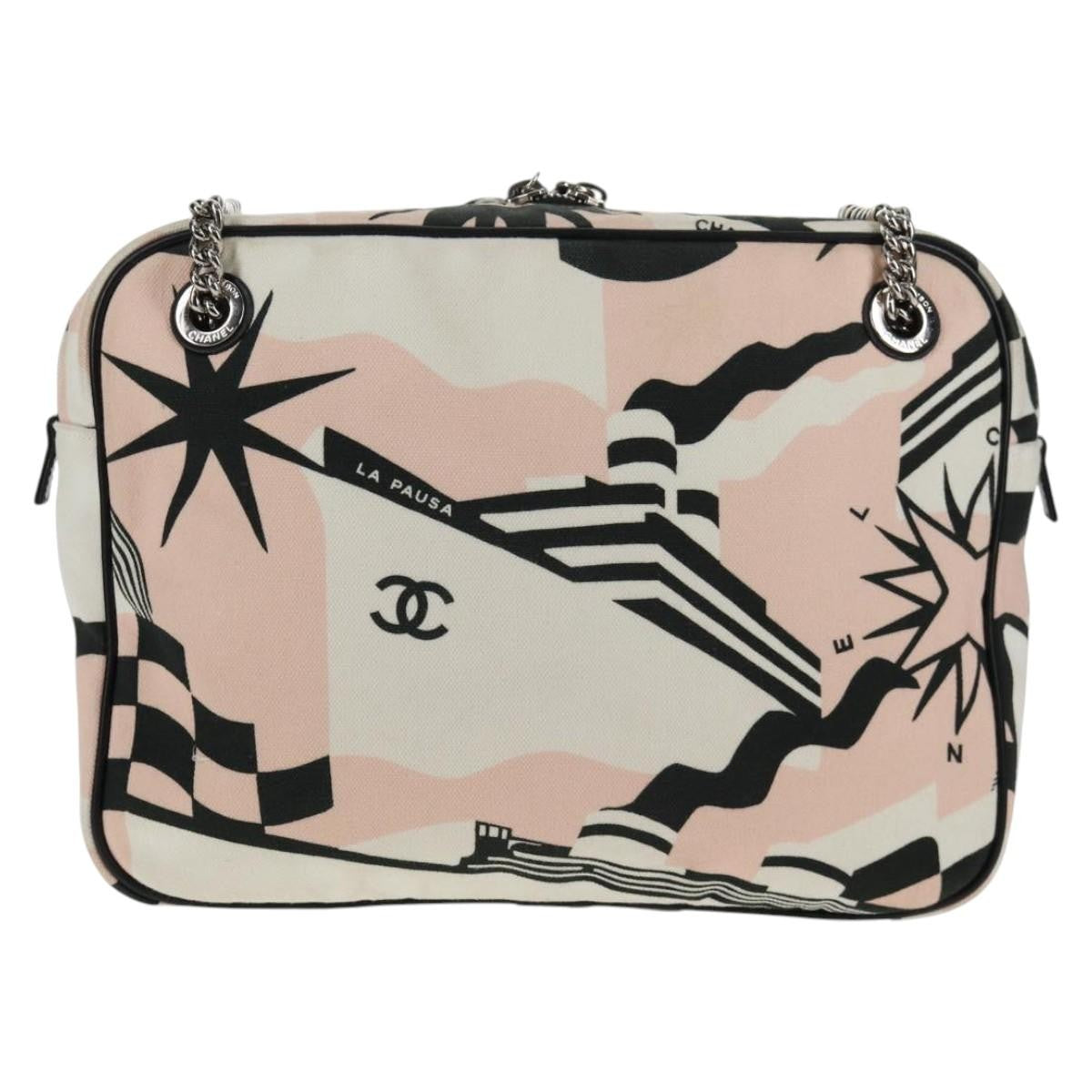 Chanel La Pausa Bay Camera Case Bag Printed Canvas Pink Canvas Bag (Authentic  )