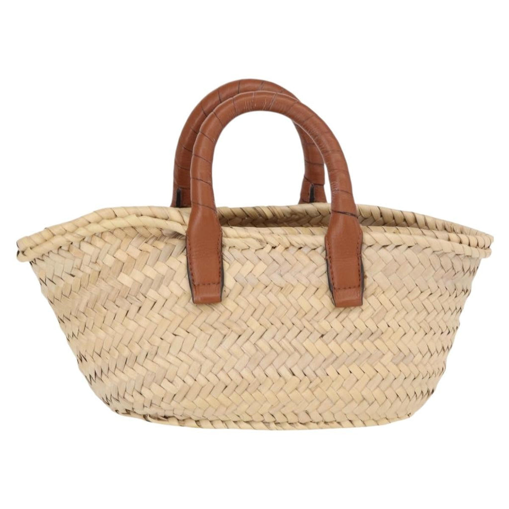 Chloe Marcie Basket Bag Raffia And Leather Beige Wicker Handbag (Authentic  )