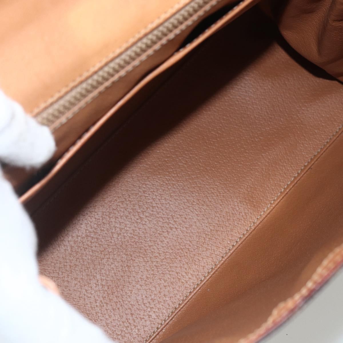 Celine Vintage Macadam Handbag Canvas And Leather Brown Canvas Handbag (Authentic  )