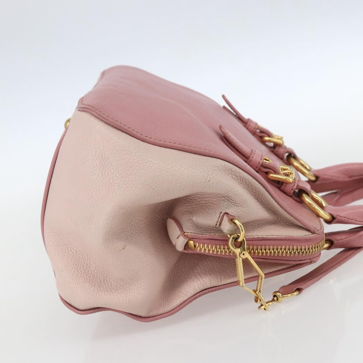Miu Miu Madras Bowler Bag Leather Pink Leather Handbag (Authentic  )