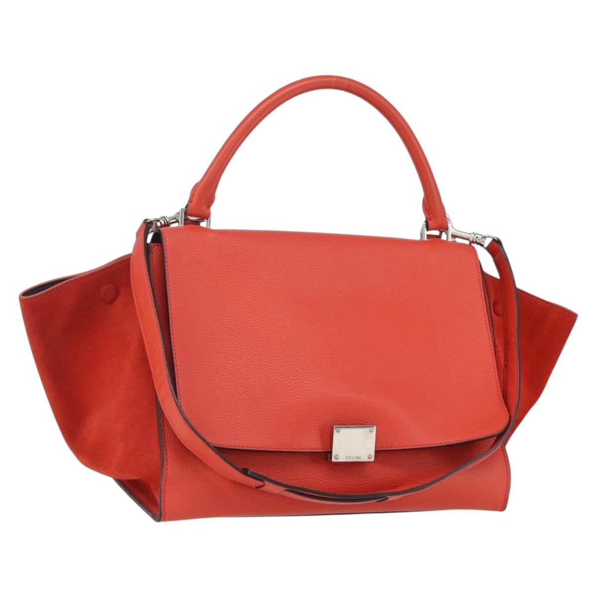 Celine Trapeze Bag Leather Red Leather Handbag (Authentic  )