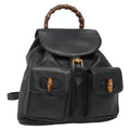 Gucci Vintage Bamboo Backpack Leather Black Leather Backpack Bag (Authentic  )