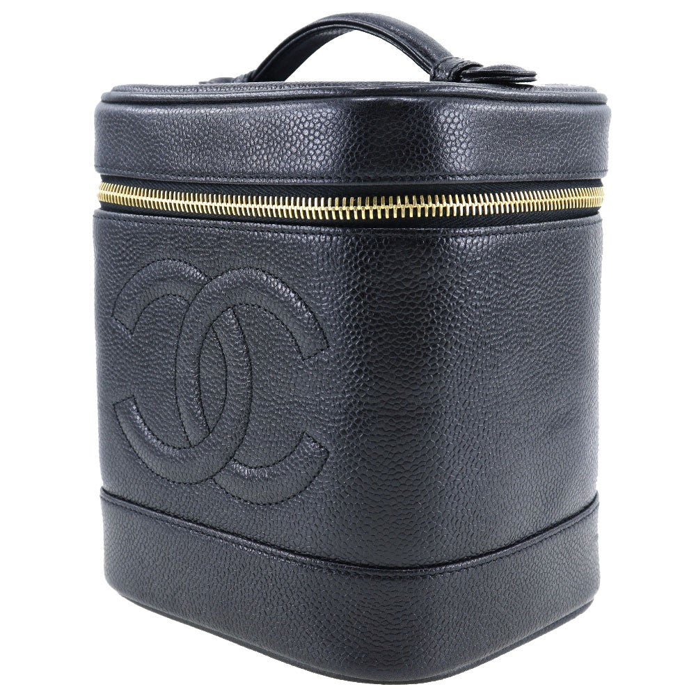 Chanel Vintage Timeless Cosmetic Case Caviar Black Leather Handbag (Authentic  )