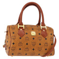 MCM Visetos Logogramme Handbag Canvas And Leather Brown Canvas Handbag (Authentic  )