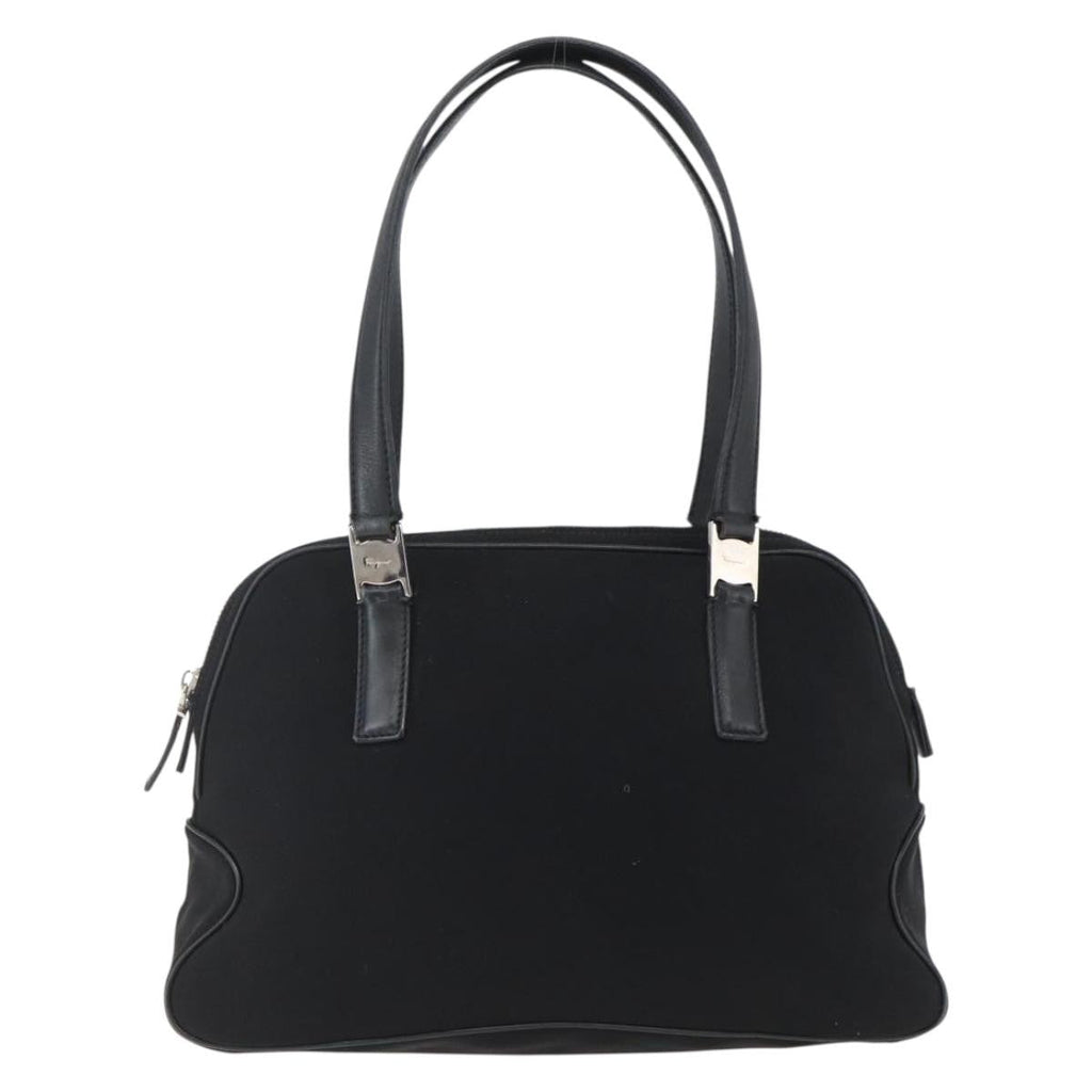 Salvatore Ferragamo Vintage Handbag Nylon Black Nylon Handbag (Authentic  )