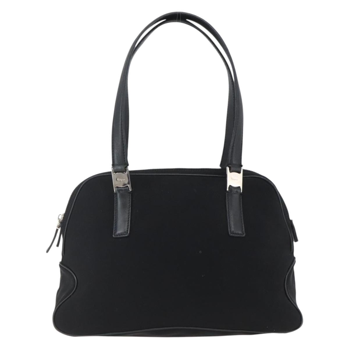 Salvatore Ferragamo Vintage Handbag Nylon Black Nylon Handbag (Authentic  )