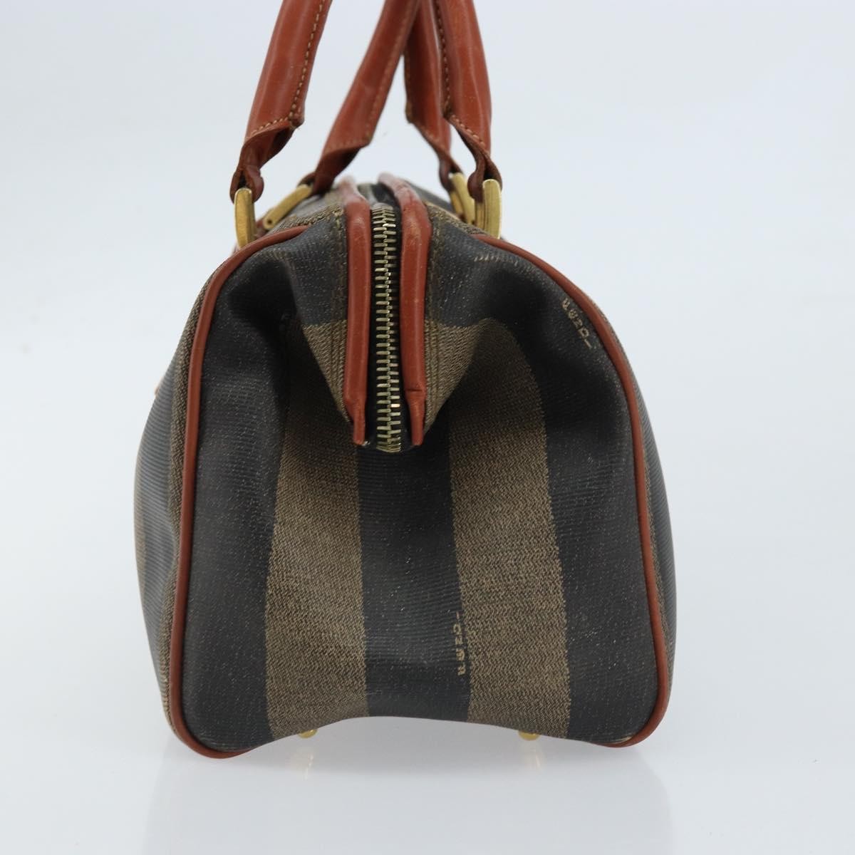 Fendi Vintage Pequin Convertible Boston Bag Coated Canvas Brown Canvas Handbag (Authentic  )