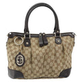 Gucci Sukey Top Handle Satchel Gg Canvas With Leather Beige Canvas Handbag (Authentic  )