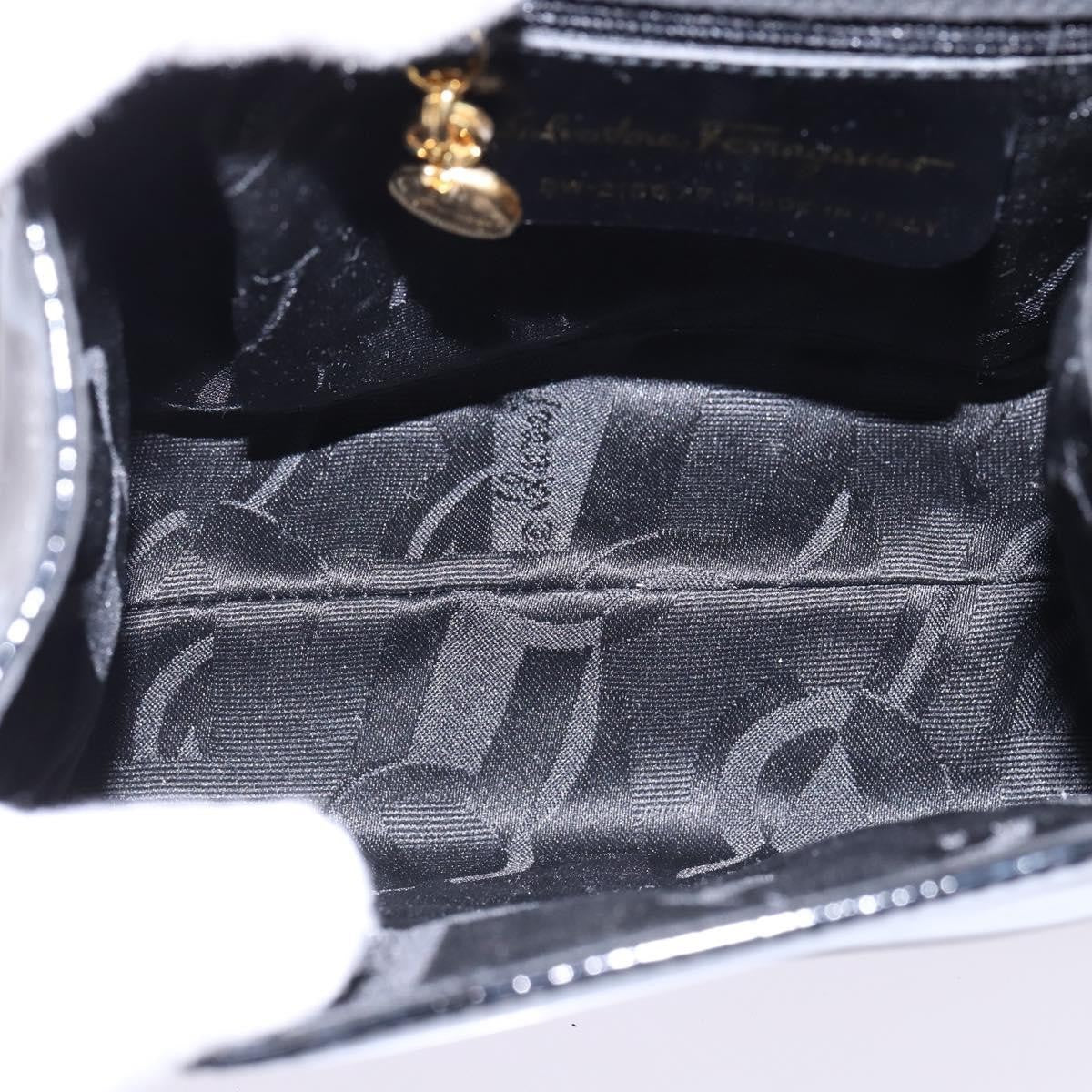 Salvatore Ferragamo Vintage Vara Bow Top Handle Bag Patent Leather Black Patent_Leather Handbag (Authentic  )