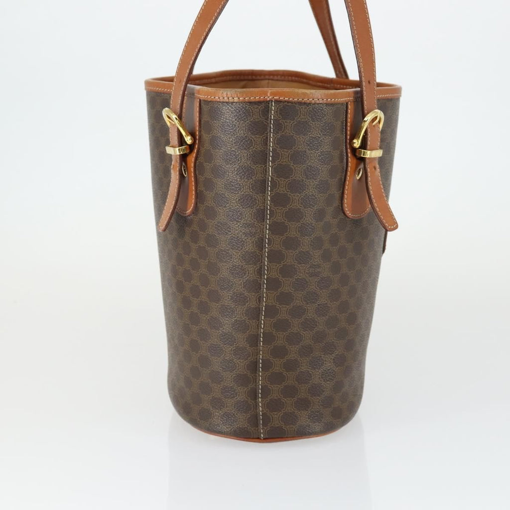 Celine Vintage Macadam Tote Bag Canvas And Leather Brown Canvas Handbag (Authentic  )