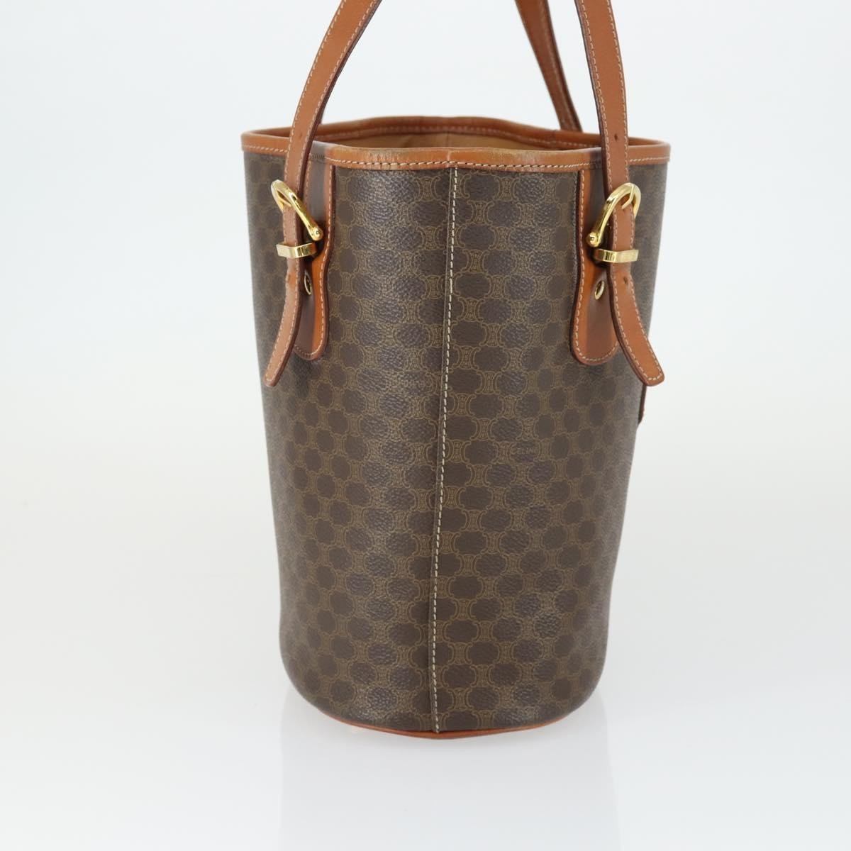 Celine Vintage Macadam Tote Bag Canvas And Leather Brown Canvas Handbag (Authentic  )