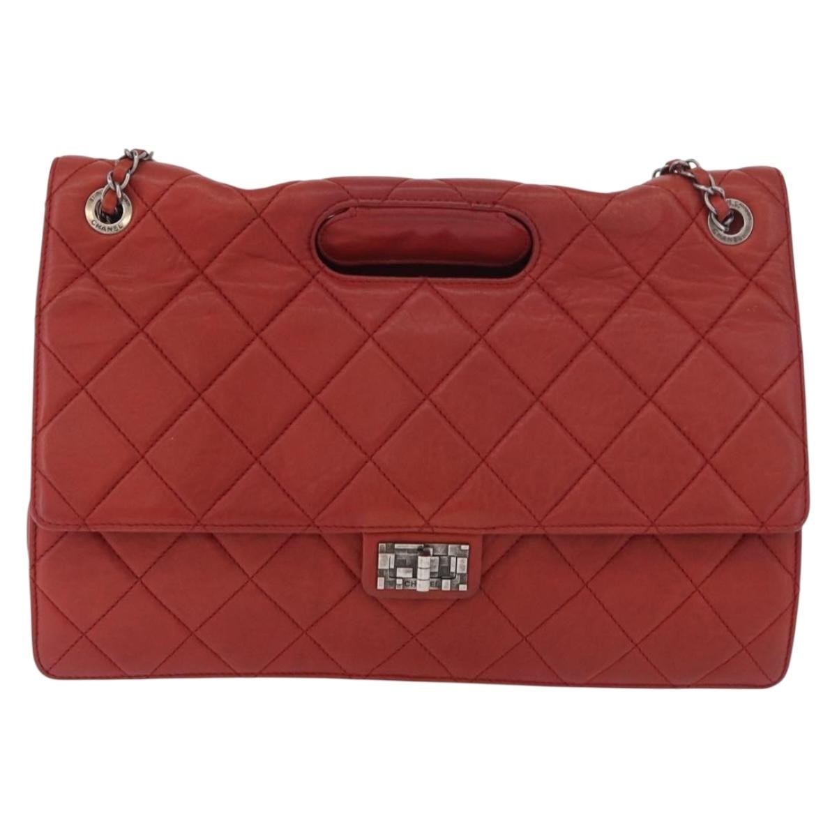 Chanel 2.55 Shoulder Bag Leather Red Leather Handbag ( )