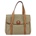 Celine Vintage Macadam Handbag Canvas And Leather Beige Canvas Handbag (Authentic  )