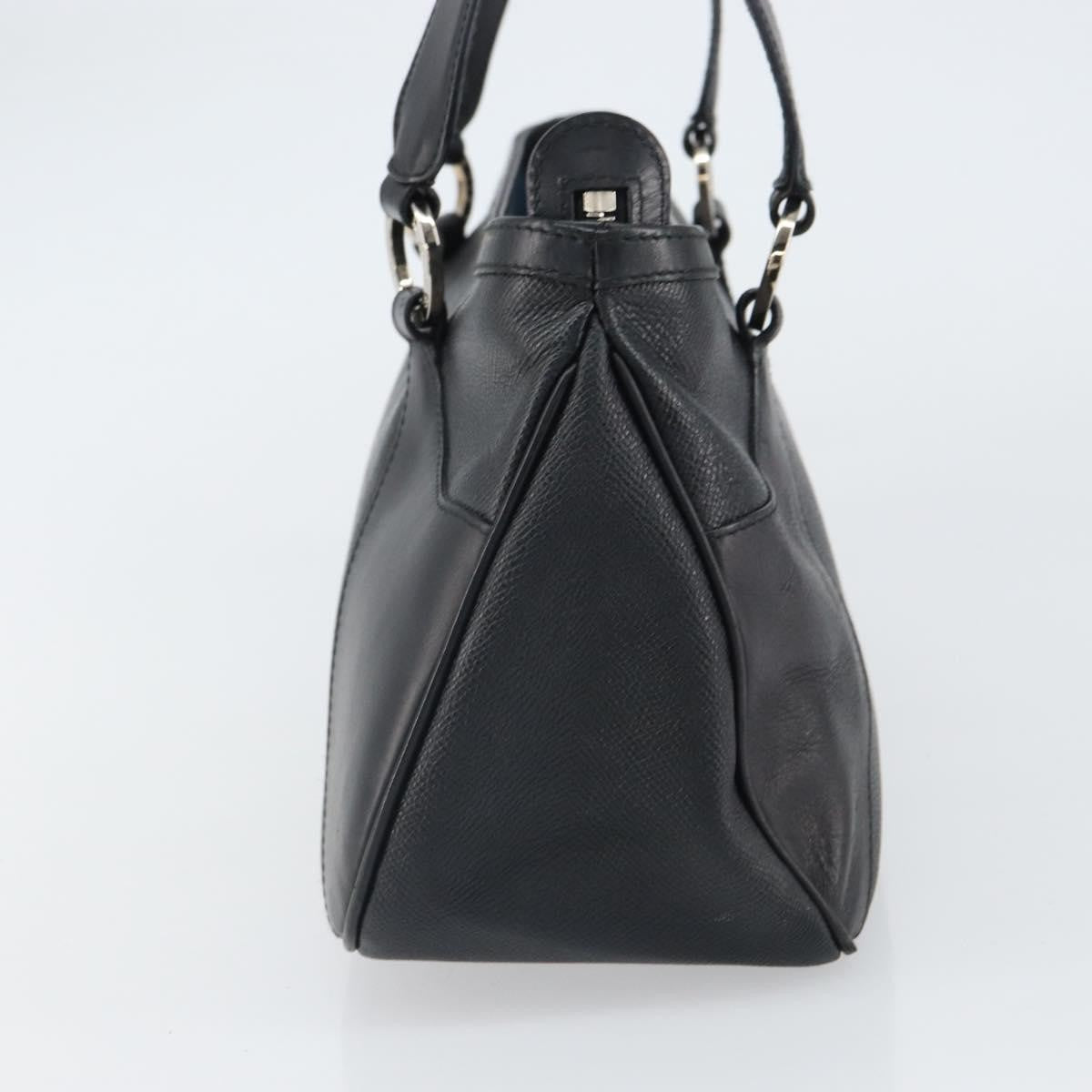 Bvlgari Handbag Leather Black Leather Handbag (Authentic  )