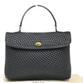 Bally Vintage Handbag Quilted Leather Black Leather Handbag (Authentic  )