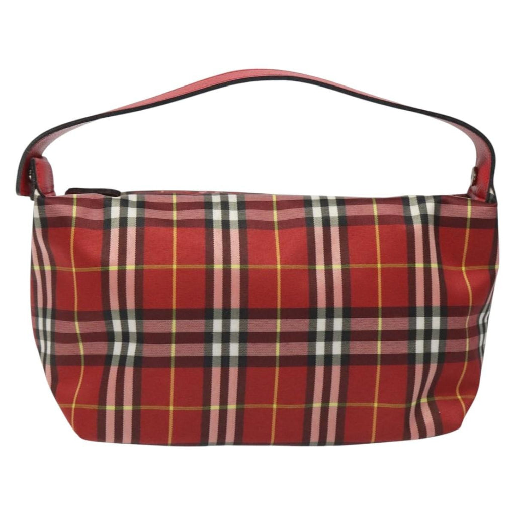 Burberry Nova Check Handbag Leather And Nylon Red Nylon Handbag (Authentic  )
