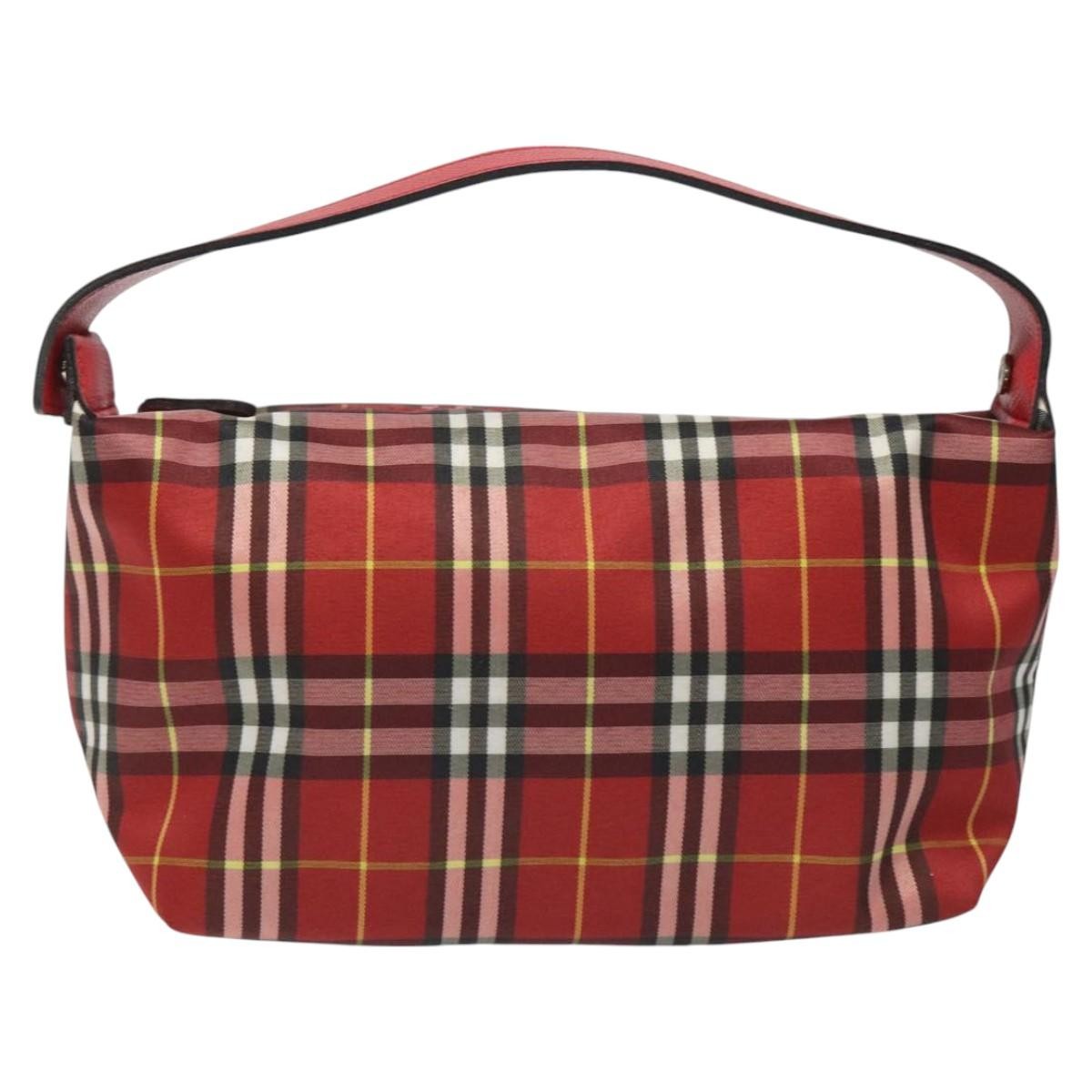 Burberry Nova Check Handbag Leather And Nylon Red Nylon Handbag (Authentic  )