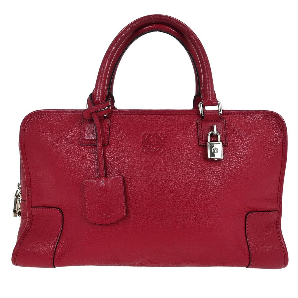 Loewe Amazona Bag Leather Red Leather Handbag (Authentic  )