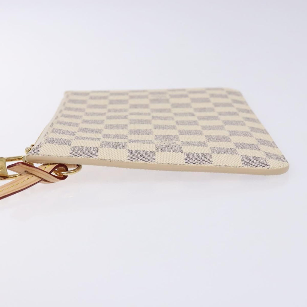 Louis Vuitton Neverfull Pochette Damier White Canvas Bag (Authentic  )