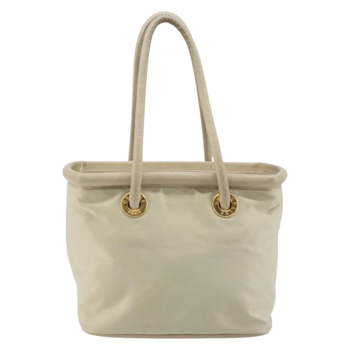 Celine Handbag Nylon Beige Nylon Handbag (Authentic  )