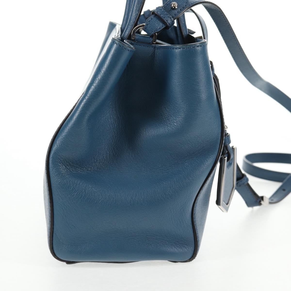 Fendi 2Jours Bag Leather Blue Leather Bag (Authentic  )