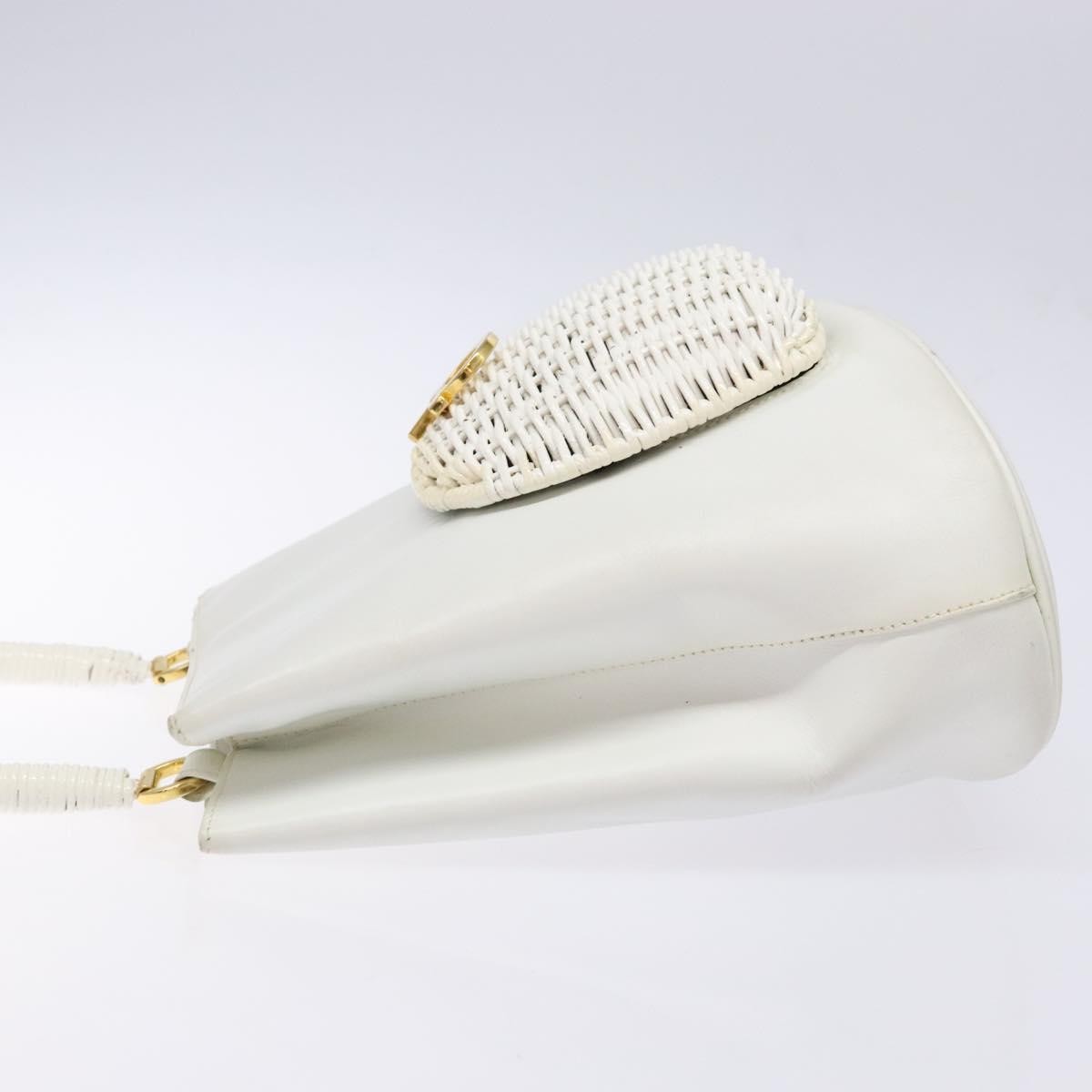 Salvatore Ferragamo Vintage Gancini Convertible Top Handle Bag Leather White Leather Handbag (Authentic  )