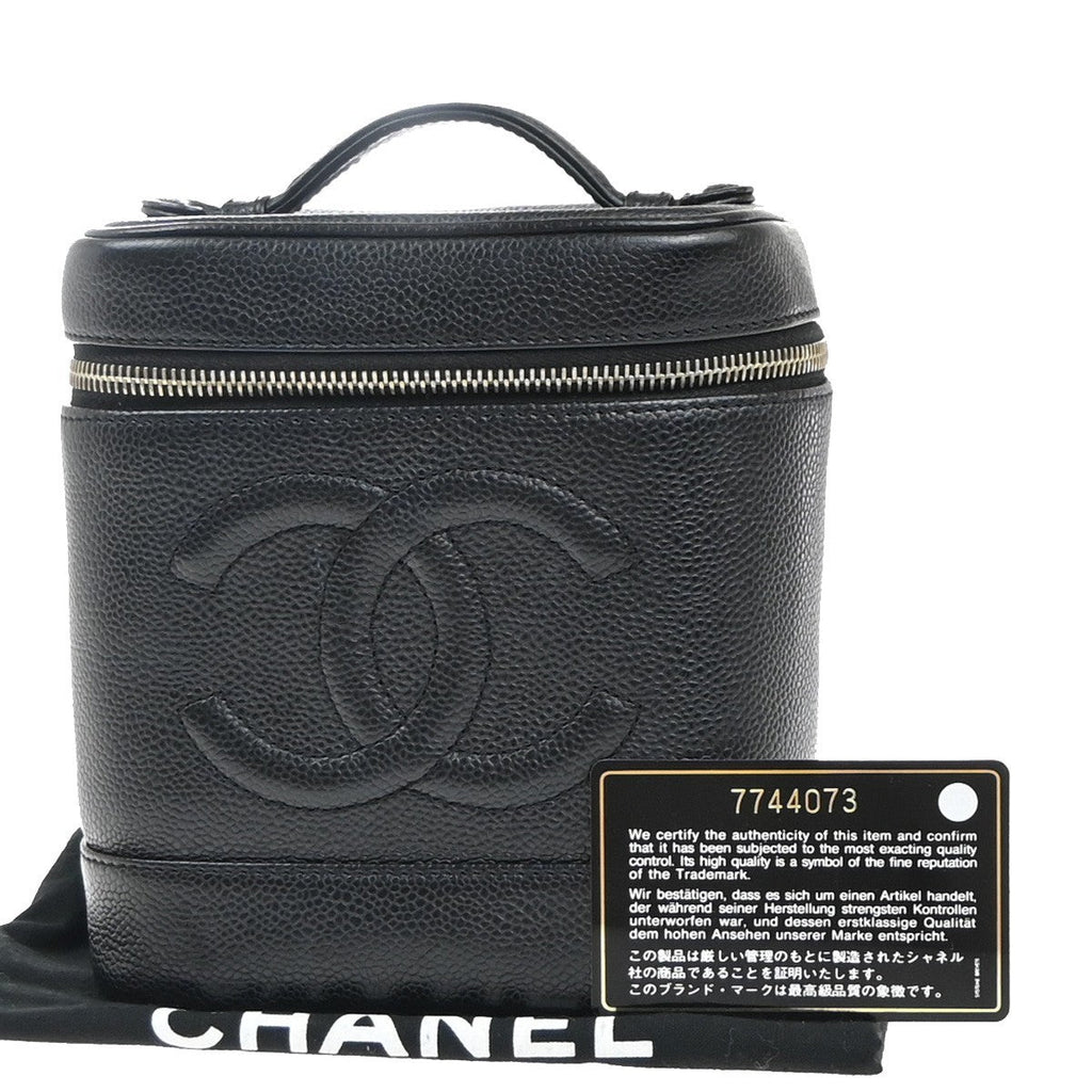 Chanel Vintage Timeless Cosmetic Case Caviar Black Leather Handbag (Authentic  )