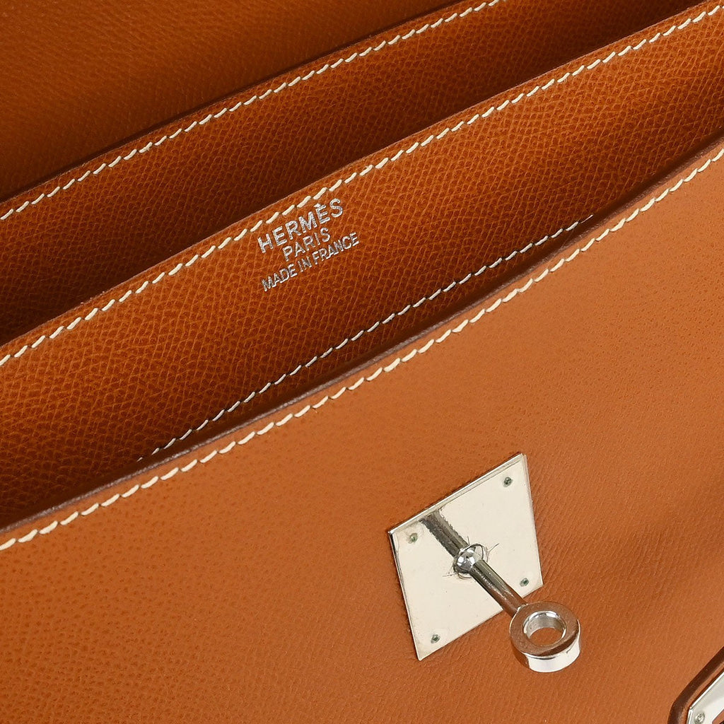Hermes Kelly Depeche Bag Epsom Gold Leather Handbag (Authentic  )