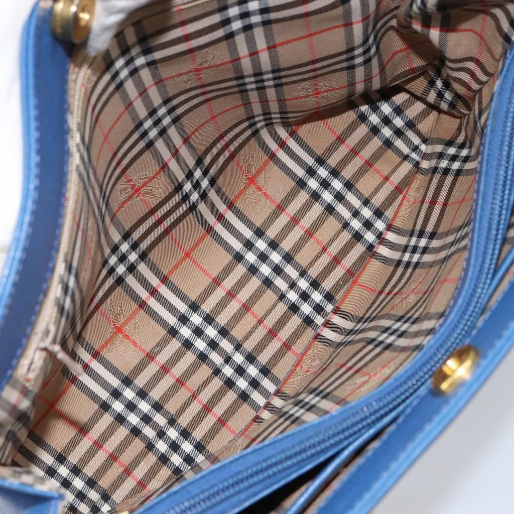 Burberry Vintage Handbag Leather Blue Leather Handbag (Authentic  )