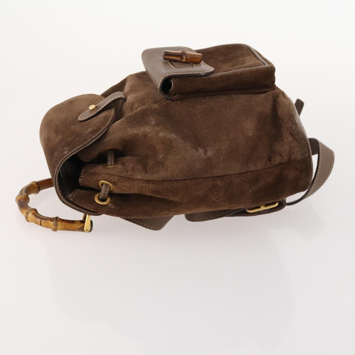 Gucci Gucci Bamboo Backpack Daim Brown Suede Backpack Bag (Authentic  )