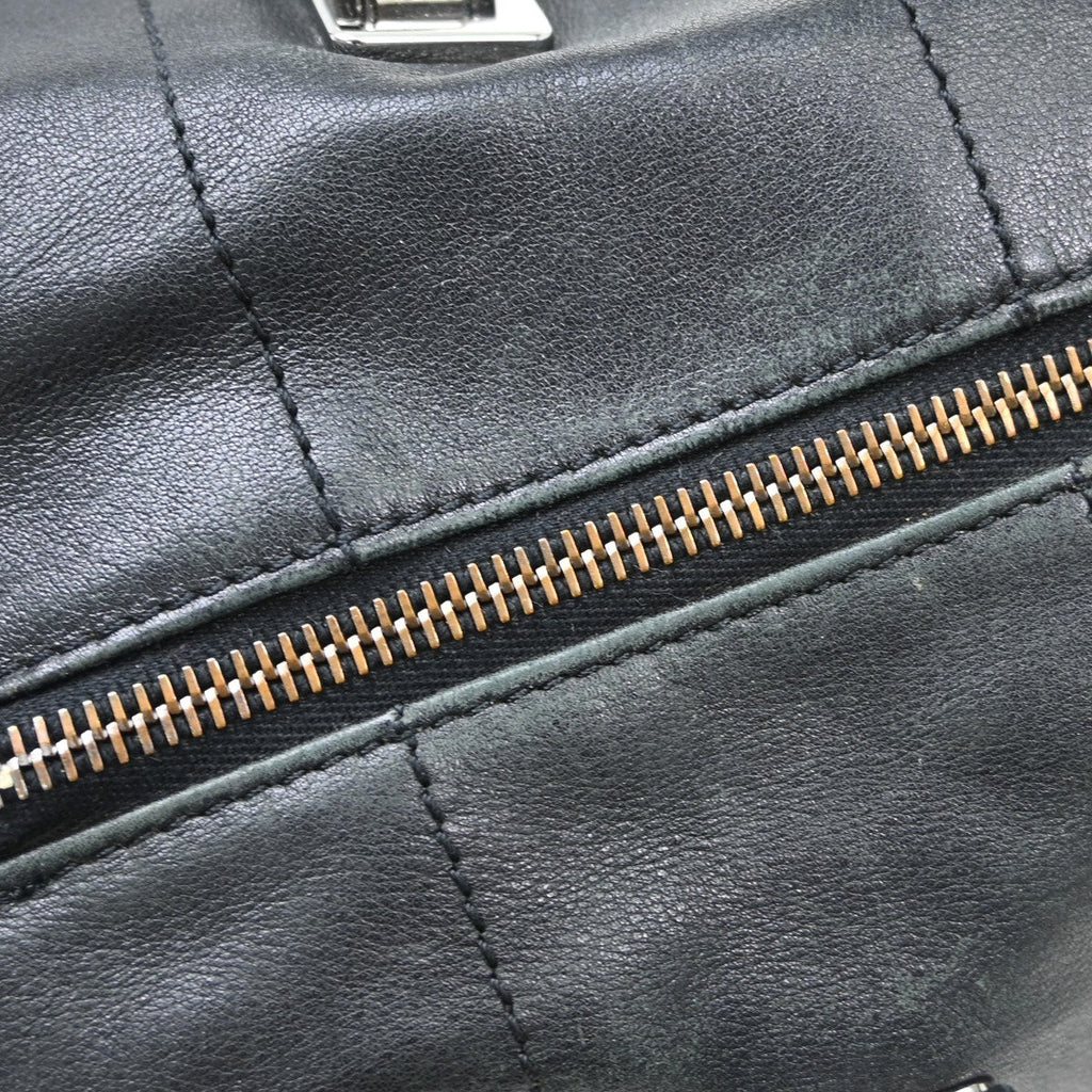 Chanel Chocolate Bar Cc Handbag Quilted Lambskin Black Leather Handbag ( )