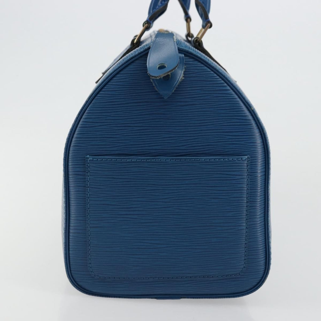 Louis Vuitton Speedy Handbag Epi Leather Blue Leather Handbag ( )