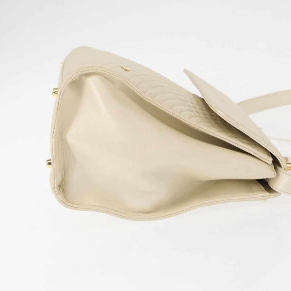 Bally Vintage Handbag Quilted Leather Beige Leather Handbag (Authentic  )