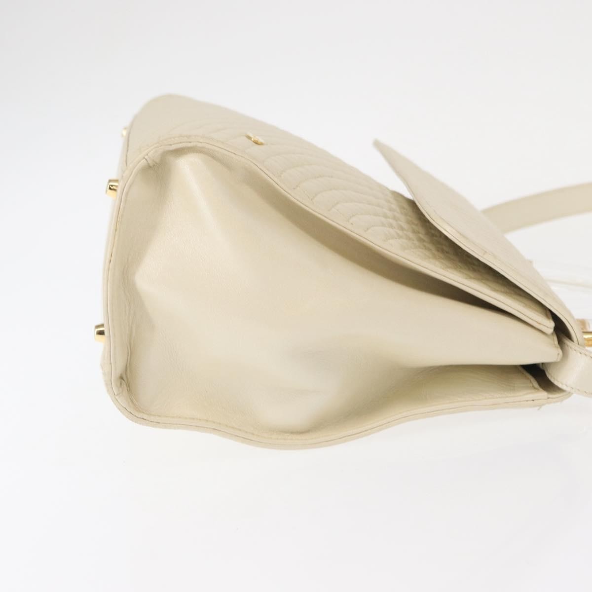 Bally Vintage Handbag Quilted Leather Beige Leather Handbag (Authentic  )