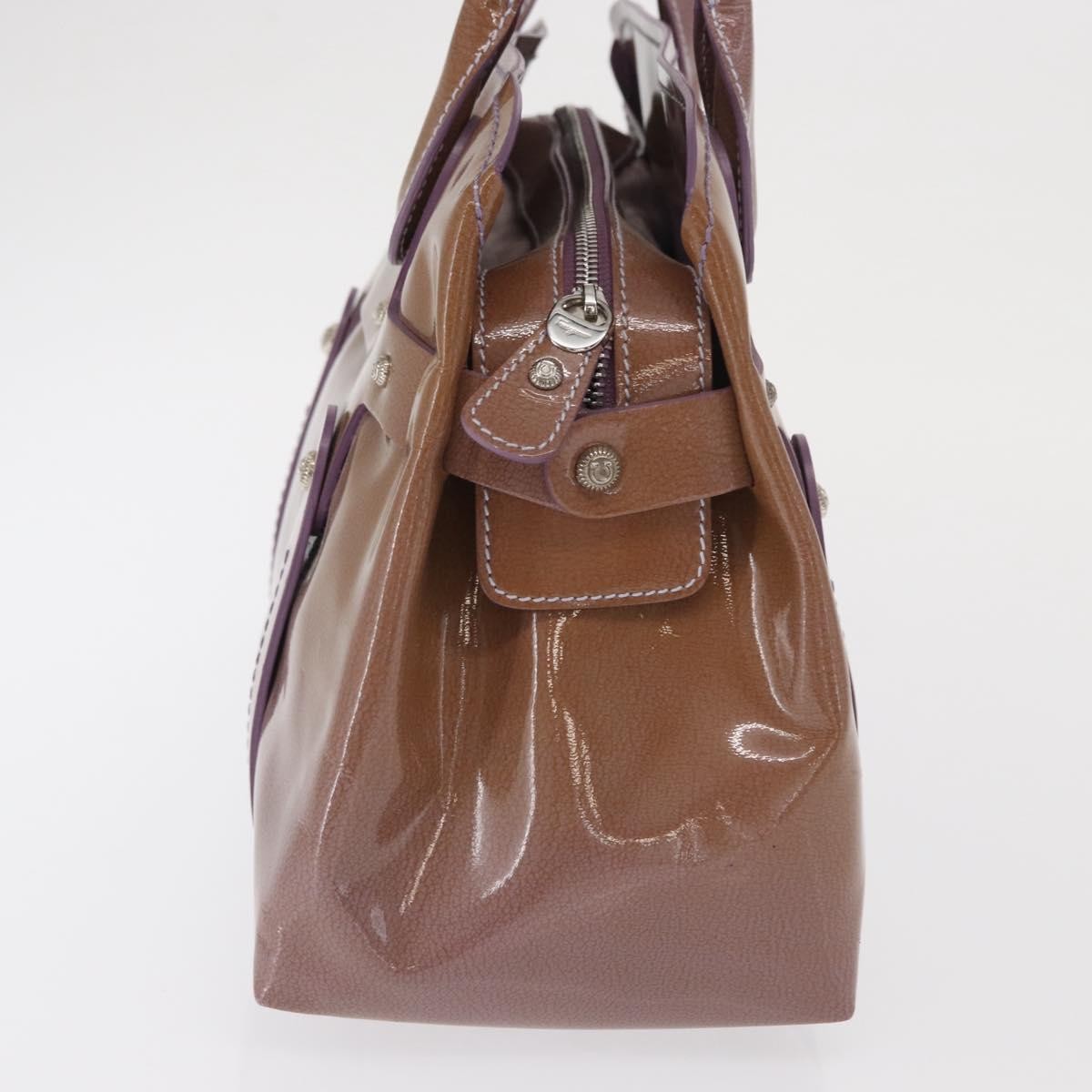 Salvatore Ferragamo Vintage Handbag Patent Leather Purple Patent_Leather Handbag (Authentic  )