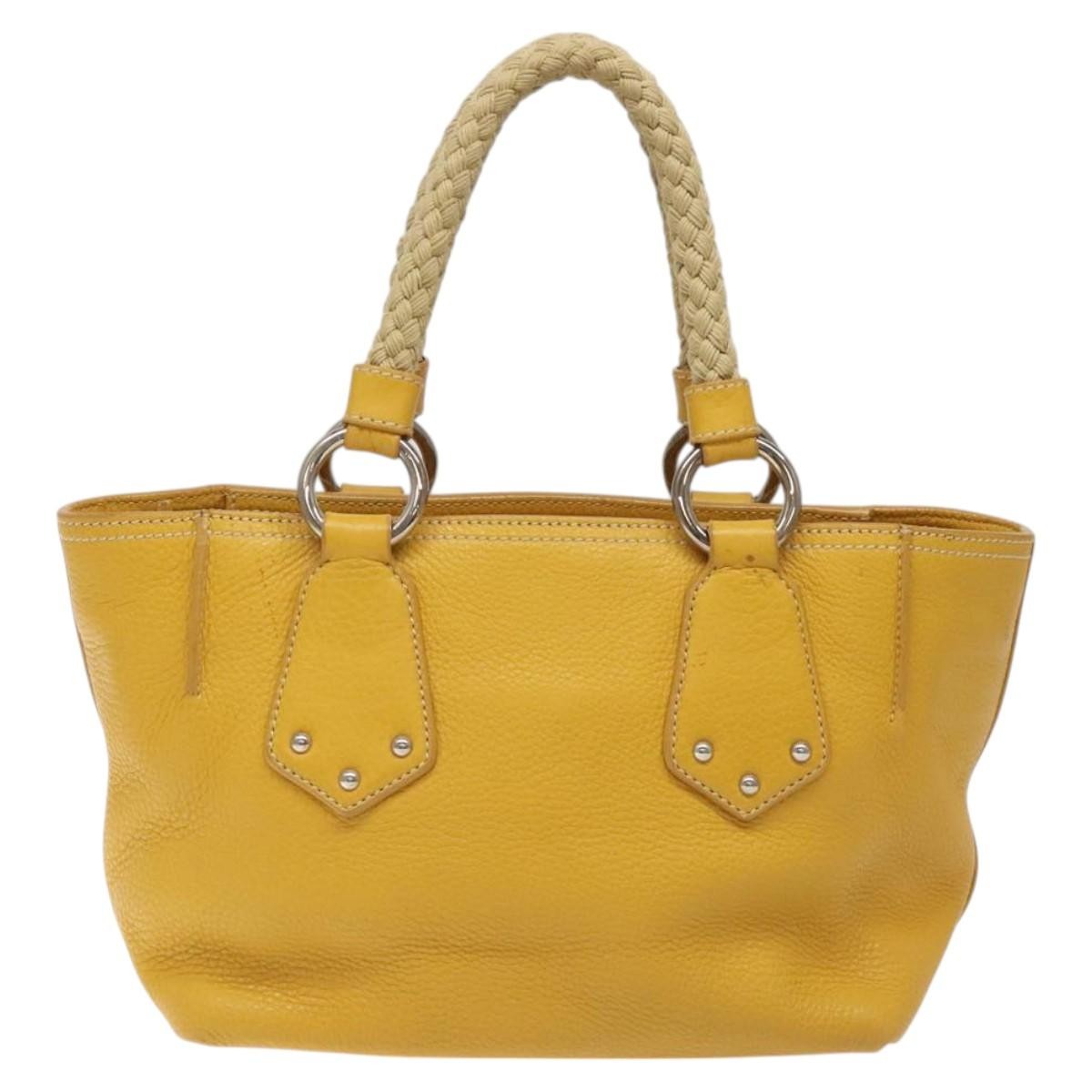 Prada Vintage Handbag Leather Yellow Leather Handbag (Authentic  )