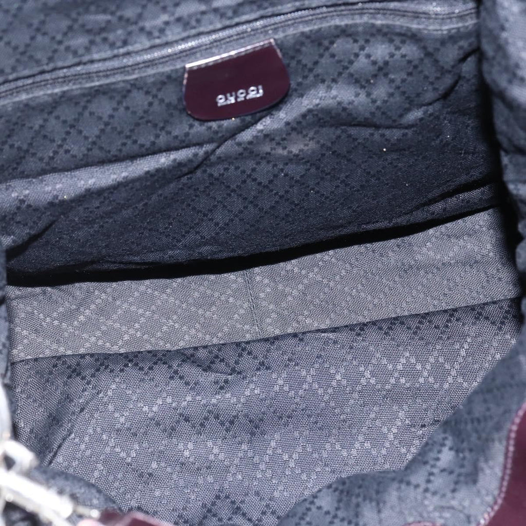 Gucci Vintage Bamboo Handle Bag Nylon Burgundy Nylon Handbag ( )