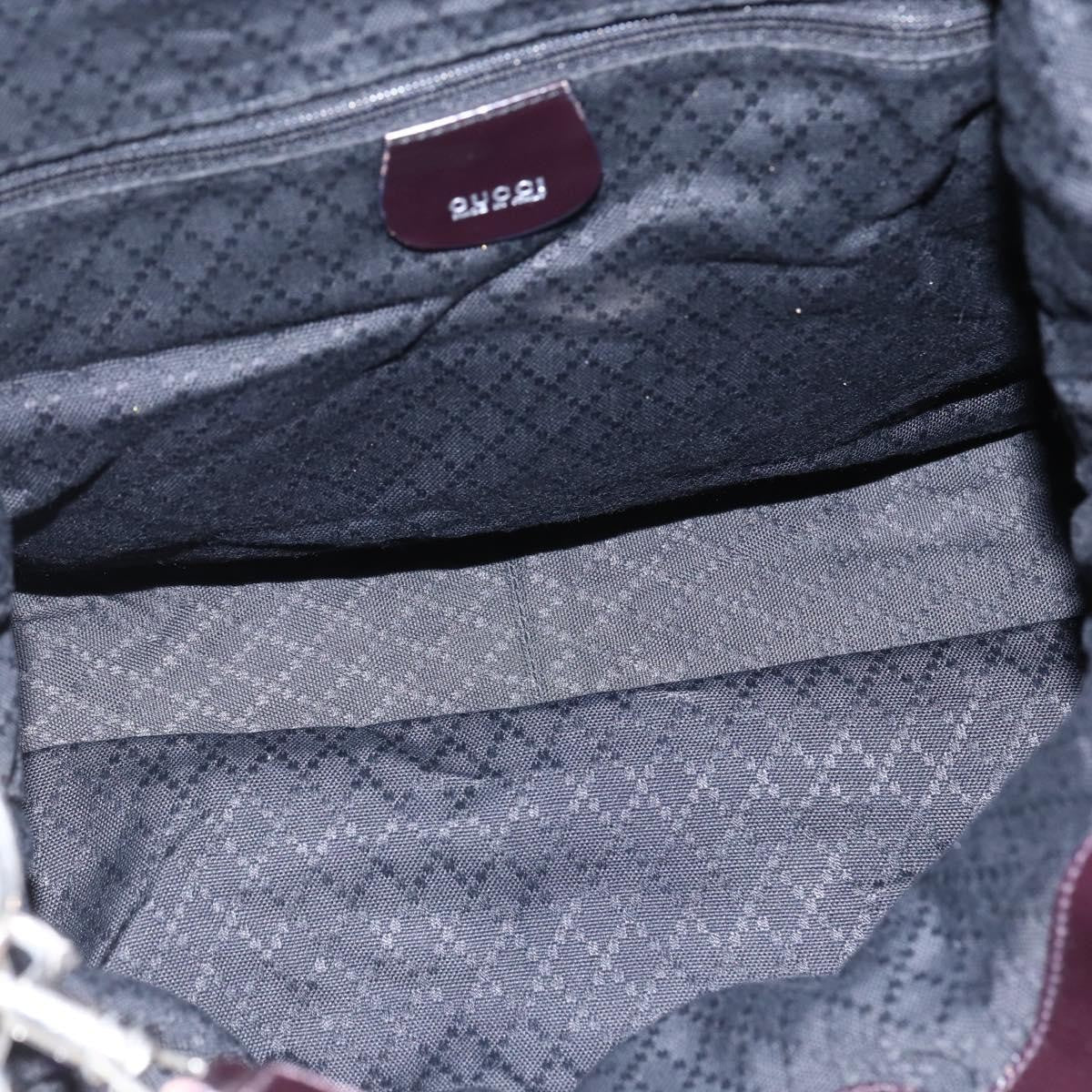 Gucci Vintage Bamboo Handle Bag Nylon Burgundy Nylon Handbag ( )